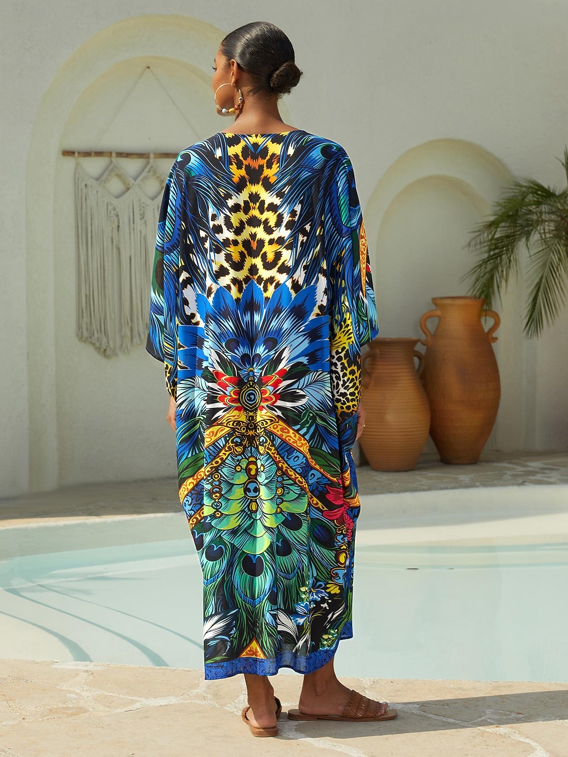 jungle wild party flowy chiffon leopard kaftan 2026 - $91.99 –P4