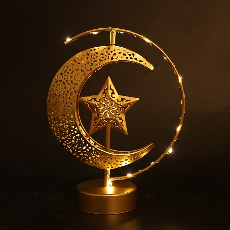 ramadan eid vas fém díszlámpa csillag hold beltéri hálószoba hangulatvilágítás aaa elem 29 * 21cm 2026 - $27.99 –P6