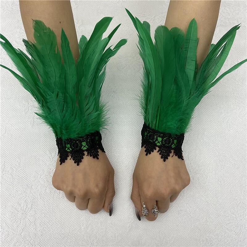 Carnaval 2026 Accesorios de Samba del Carnaval de Río Muñequeras de Plumas Negras con Encaje - Pulseras Elegantes para Fiestas Gatsby Disfraz de Festival de Brasil 2026 - $8.99 –P10