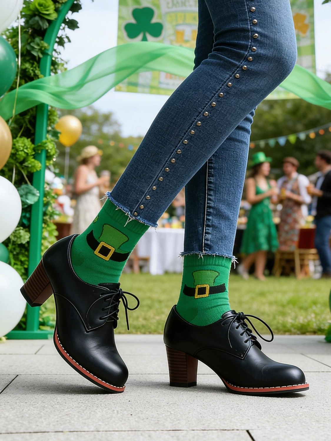 Γυναικεία oxfords με πράσινα τακούνια για την ημέρα του Αγίου Πατρικίου - vintage παπούτσια με κορδόνια και τακούνι για εορταστικά πάρτι και παρελάσεις 2026 - $59.99 –P3