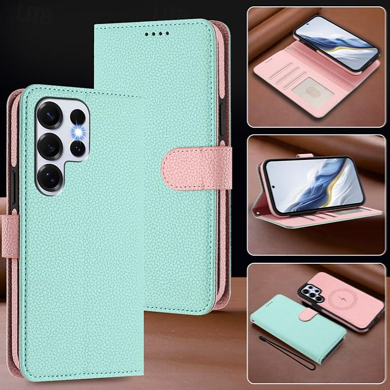 telefon Maska Pentru Samsung Galaxy S26 Ultra Plus S25 Ultra Plus S24 Ultra Plus S23 Ultra Plus S24 FE S22 Plus Ultra S23 FE Portofel Card rezista Acceptă încărcarea fără fir cu curea de mână Retro 2026 - $20.99 –P4