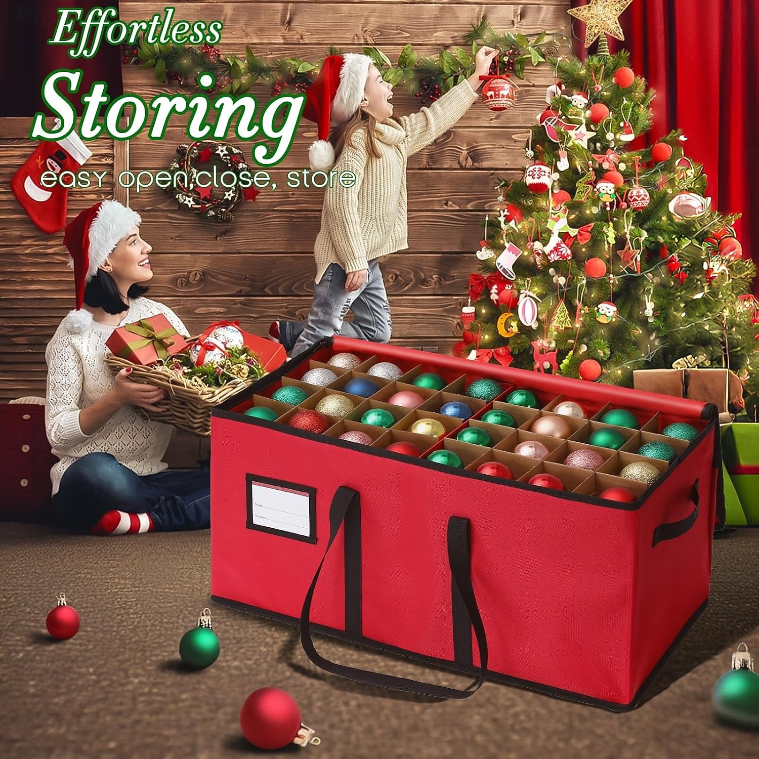 Vánoční dekorace, organizér, držák na ozdoby, úložný box na vesničku, úložný box na ozdobné koule, úložný box na vánoční dekorace 2026 - $38.99 –P4
