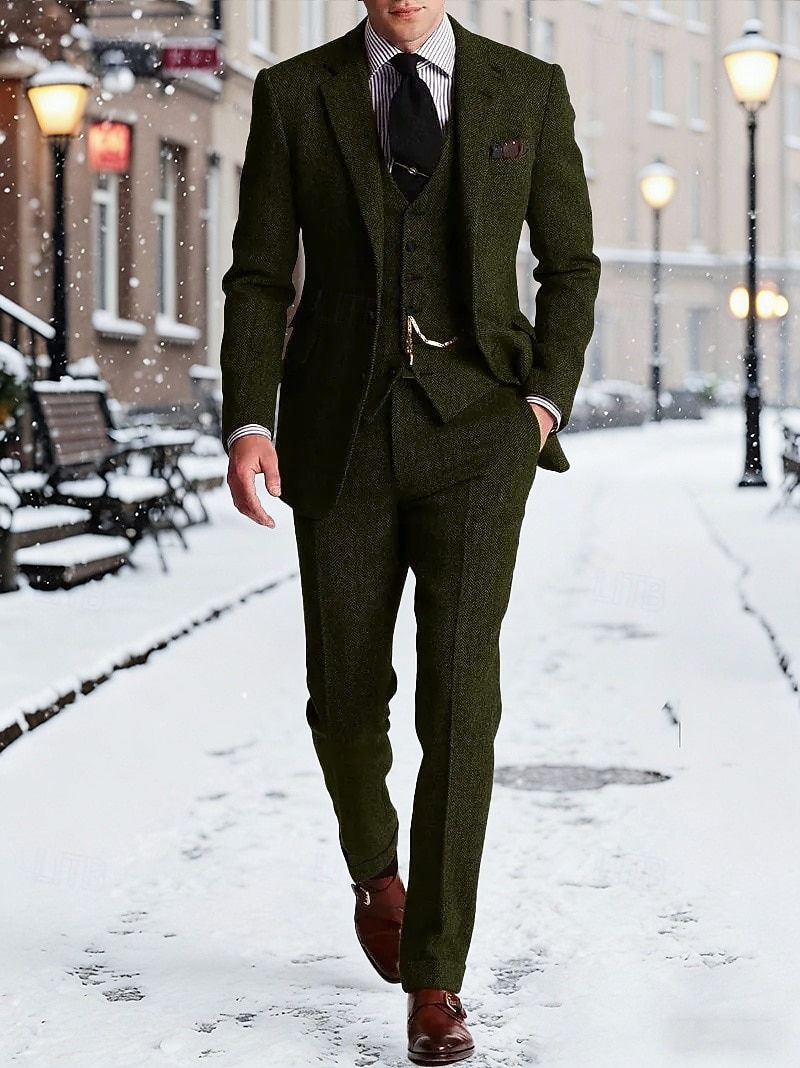 Per uomo Blazer+Gilet+Pantaloni eleganti Blazer Affari Lavoro Matrimonio Moda Streetwear Autunno Inverno Tergal Tinta unica 3 pezzi Monopetto Giacca Nero Champagne Rosa Borgogna del 2026 a $119.99 –P2