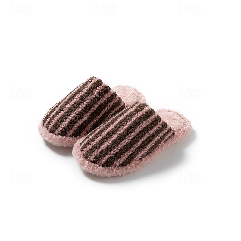 Cotton Slippers for Women Closed Toe Color Block Plush Striped Furry Indoor Home Soft Cozy House Slippers 2026 - $18.99 –P10