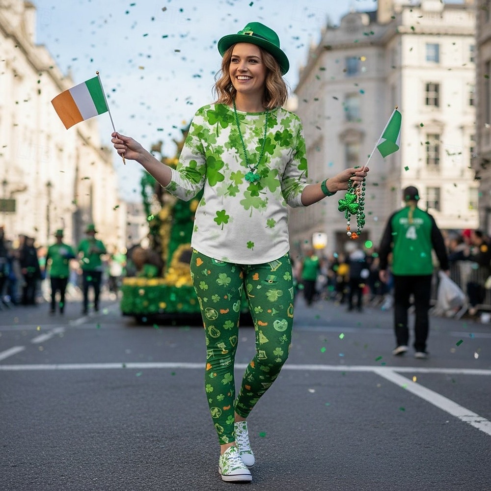 naisten Pyhän Patrickin päivän lenkkarit apilanlehden kukkakuviolla – mukavat nauhalliset kangaskengät paraateihin, festivaaleille ja vapaa-aikaan 2026 - $54.99 –P2