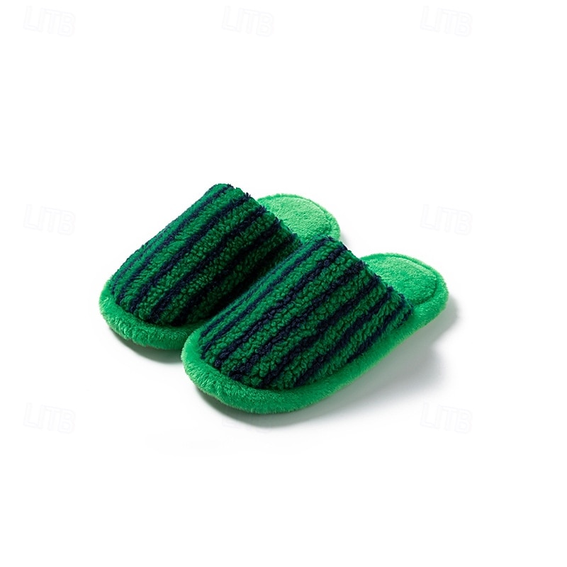 Cotton Slippers for Women Closed Toe Color Block Plush Striped Furry Indoor Home Soft Cozy House Slippers 2026 - $18.99 –P6