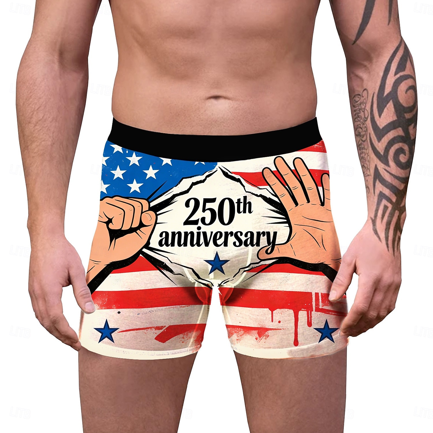250º Aniversário EUA 2026 Boxer Curto Roupa Íntima Bandeira dos EUA Inovador Engraçado Adulto Homens Dia da Independência 4 de julho Casual Festa Vestir-se de 2026 por $15.49 –P1