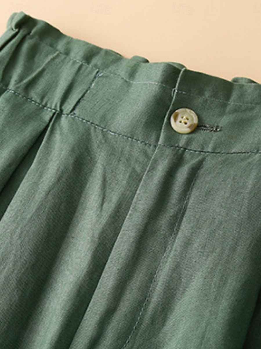 Women's Faux Cotton Linen Shorts Summer Pants Summer Shorts Vacation Basic Casual Knee Length High Waist Plain Pocket Wide Leg Elastic Waistband Comfort Quick Dry Soft Stretchy Beach Holiday Green 2026 - $25.99 –P6