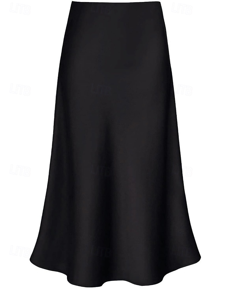 Mujer Elegante Moda Maxi Alta cintura Faldas Plano Frunce Rígido Diario Calle Negro Champaña Verde Ejército Verde Trébol Verano 2026 - $21.99 –P14