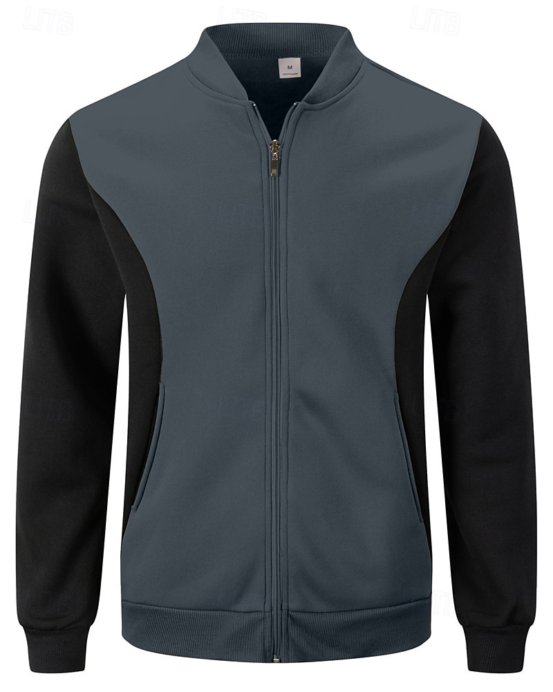 Муж. Легкая куртка Повседневная куртка Повседневные на открытом воздухе Карман Весна Осень Контрастных цветов Уличный стиль Стиль Воротник-стойка Обычная 2026 - $24.99 –P9