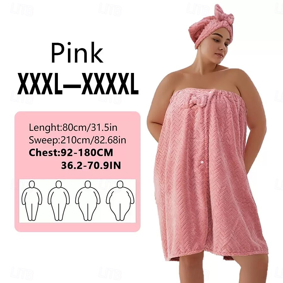 Conjunto de saia de banho plus size ajustável e touca de secagem rápida, roupa de banho confortável e prática, perfeita para depois do banho, à beira da piscina e no chuveiro, secagem rápida e ajuste regulável. de 2026 por $35.99 –P11