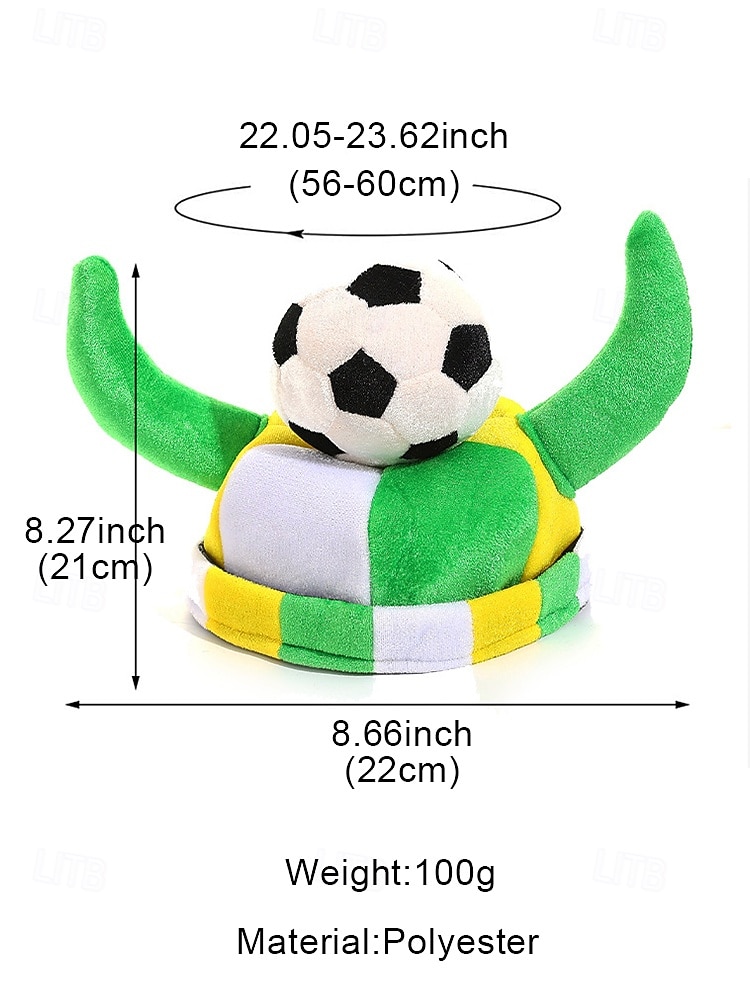 2026年 メンズサッカーホーンハットポリエステル製ノベルティファンキャップフットボールテーマコスチュームヘッドウェアサッカーの試合、チーム応援、スタジアムイベント、ゲームデーウェア  コレクション – $14.99 –P10
