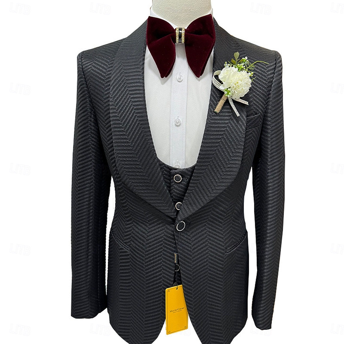 Masculino Smoking Ternos de festa casamento na praia Casamento na primavera Preto Branco Primavera Verão Terno Lapela Xale Festa Negócio Cor Sólida Moderno Conjunto de 3 peças Comum 1 Botão de 2026 por $159.99 –P6