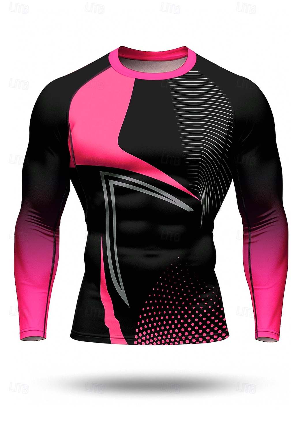 Муж. Футболка для бега Компрессионная футболка 3D печать Длинный рукав Основной слой Весна Осень Геометрический принт Быстровысыхающий Сжатие видеоизображений Для тренировки Power Flex Влагоотводящие 2026 - $18.99 –P5
