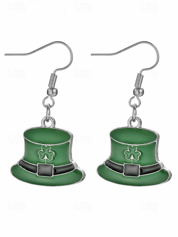 Женские серьги-подвески ко Дню Святого Патрика, дизайн с зеленым клевером и шляпой лепрекона, серьги-подвески из сплава, праздничные ирландские украшения для вечеринки для женщин. 2026 - $7.99 –P8