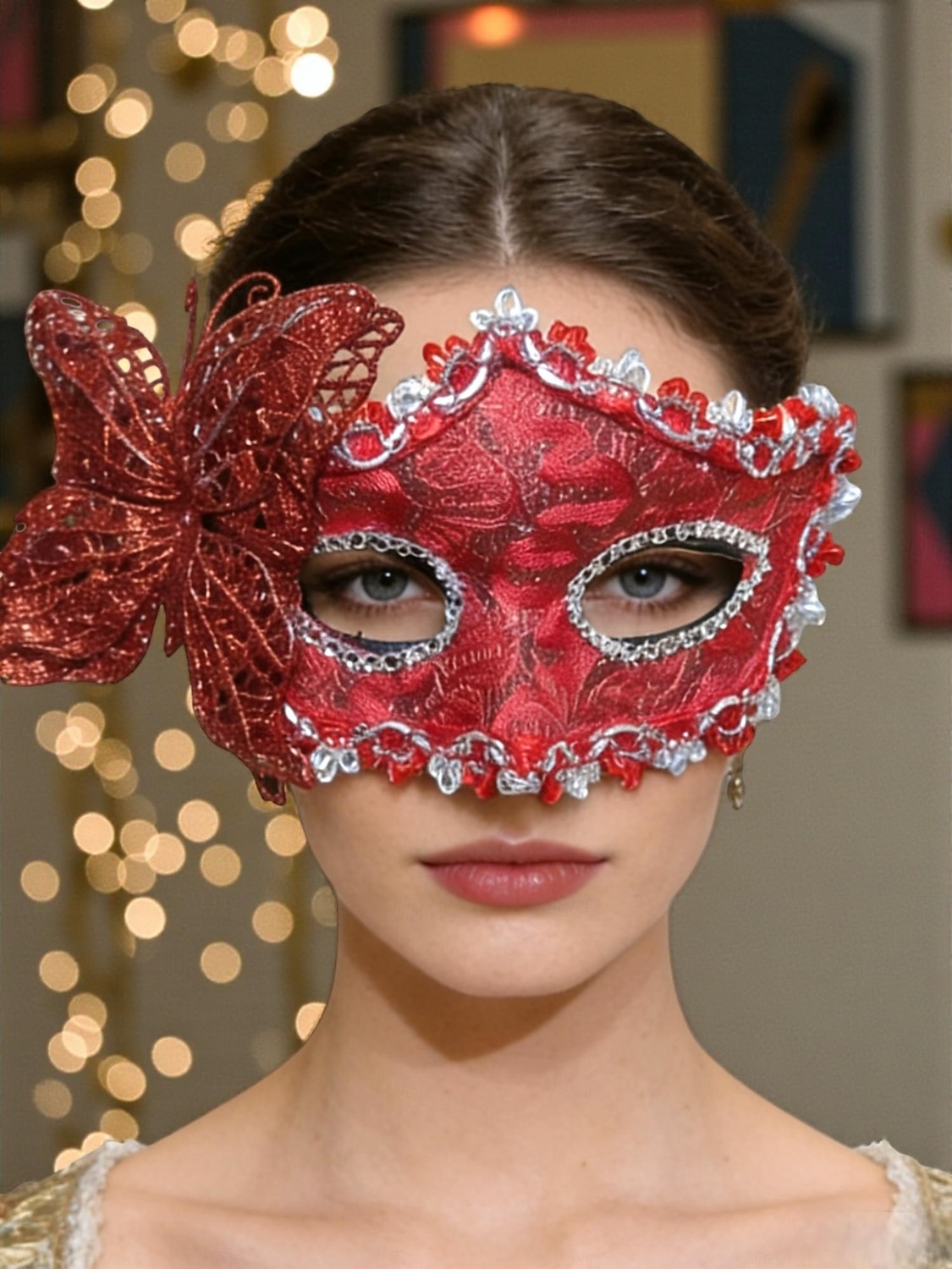 Damernas Lila Spetssmetande Fjärilsmaske Mardi Gras Mask med Blomdetaljer - Elegant Venetiansk Karneval Kostymtillbehör för Fester  Bollar 2026 - $11.99 –P5