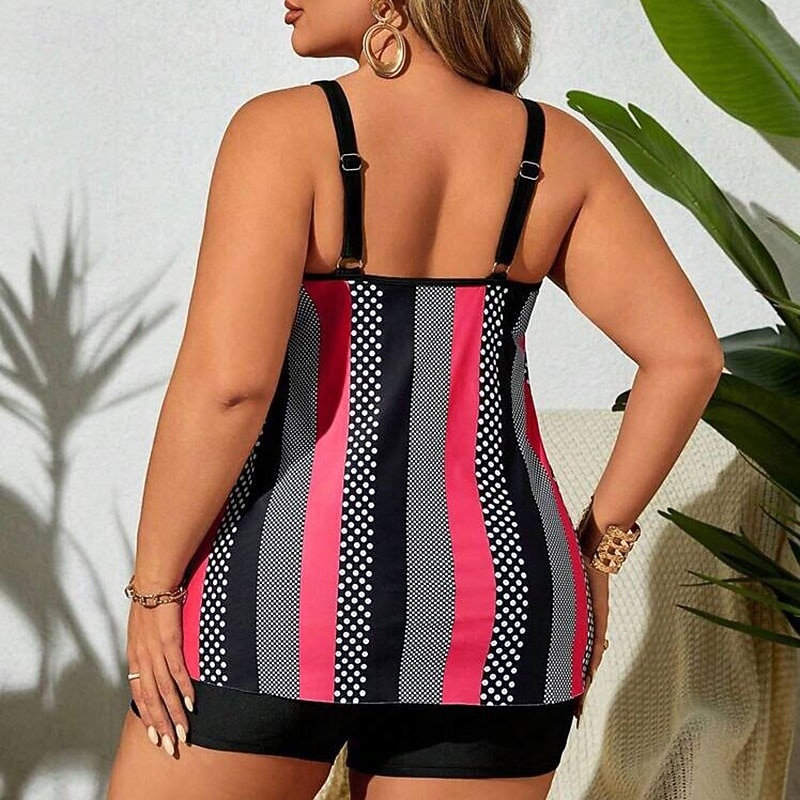 Per donna Costume da bagno 2 pezzi Costumi da bagno A righe Ultra Leggero (UL) Controllo addominale Elastico Senza Maniche Costume da Bagno Surf Snorkeling Estate del 2026 a $22.99 –P15