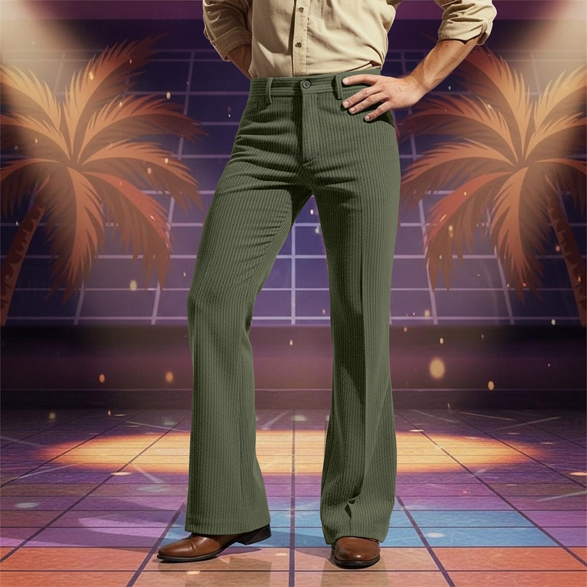 Ανδρικά Παντελόνια Παντελόνι επίσημο Κοτλέ παντελόνι Πάτος καμπάνας Φουντωμένο παντελόνι Τσέπη Σκέτο Άνεση Πλήρες μήκος Καθημερινά Επιχείρηση Αργίες Διακοπές Μοντέρνα Λευκό Καφέ Μικροελαστικό 2026 - $13.49 –P1