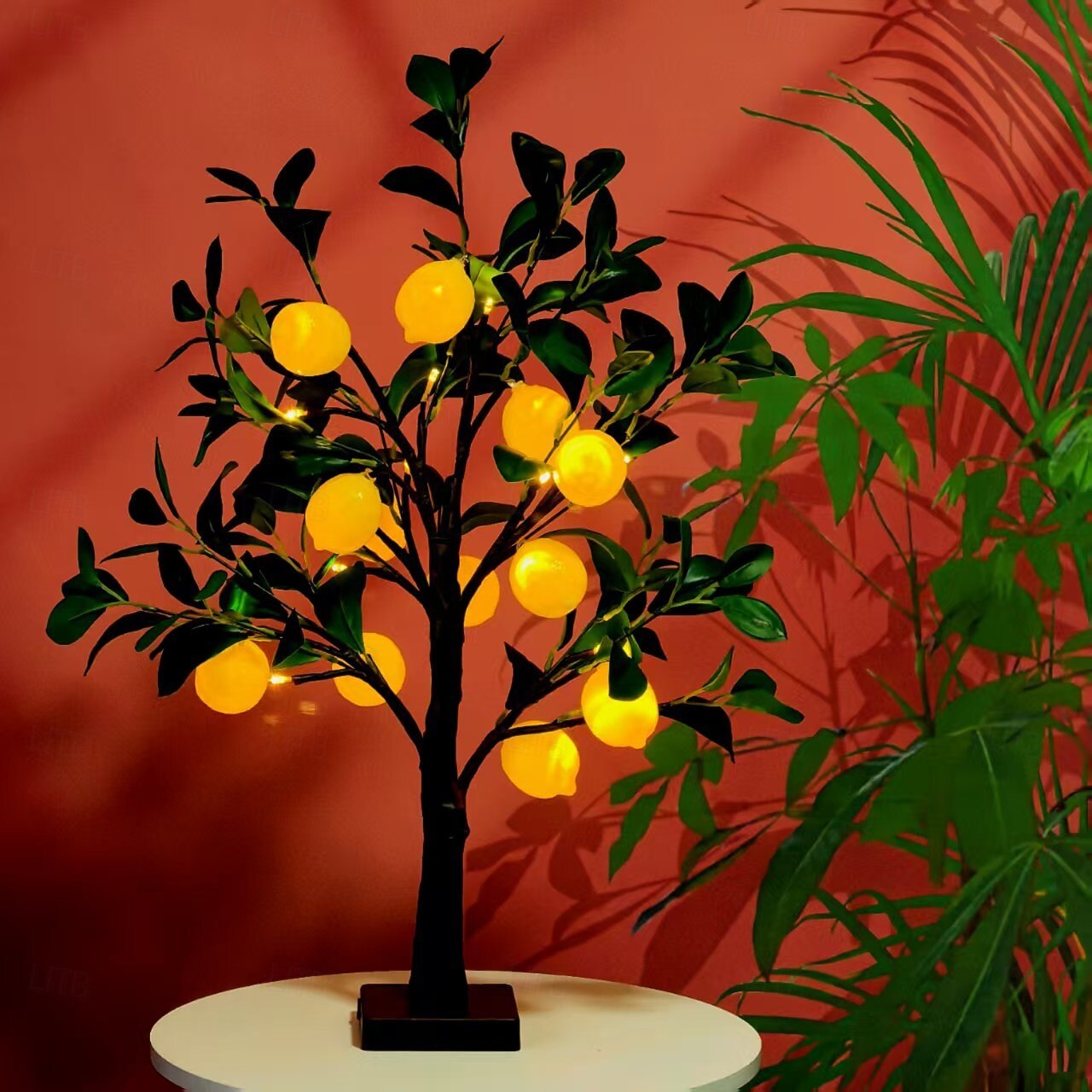 60cm/23,9palcové umělé světlo na citroník, 12 citronů, 24 LED korálků, jarní/letní interiérová/venkovní dekorace do ložnice, obývacího pokoje, jídelny, noční světlo na párty 2026 - $25.99 –P6