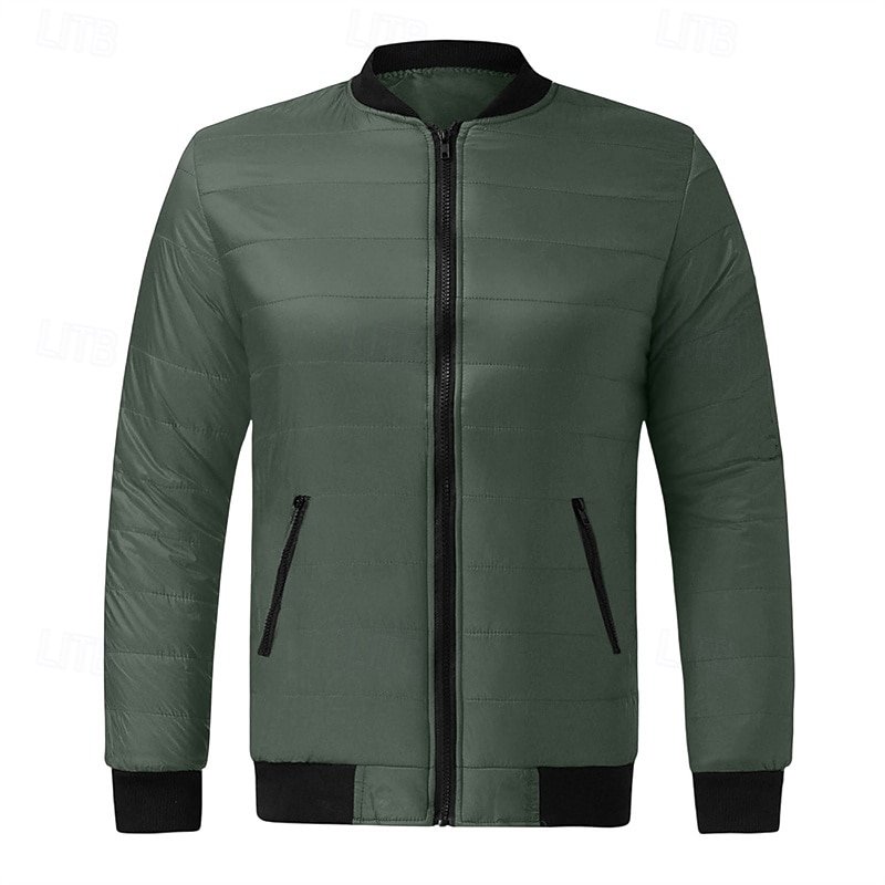 Men's Winter Coat Puffer Jacket Padded Pocket Quilted Polyster Casual Daily Outdoor Regular Fashion Streetwear Thermal Warm Winter Solid Color Blue Dark Grey Wine Black Puffer Jacket 2026 - $30.99 –P9