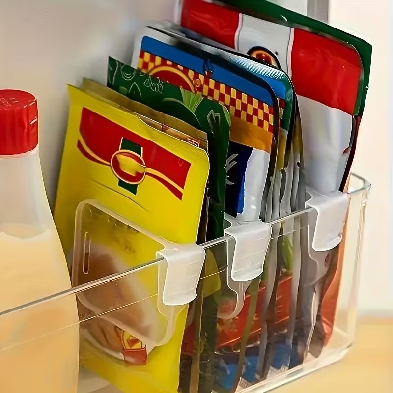 20-pakning justerbare kjøleskapsdelerklips, multifunksjonelle kjøleskapsdørhylleorganisatorer, slitesterke plastskillevegger for tilpasset plasshåndtering 2026 - $9.99 –P3