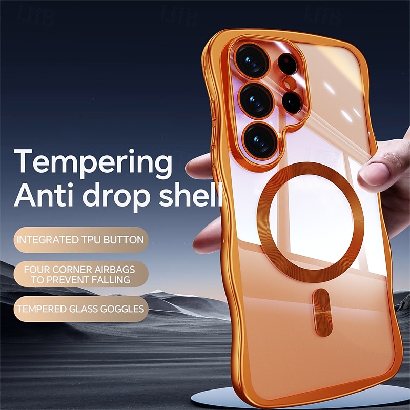 Phone Case For Samsung Galaxy S26 Ultra Plus S25 Ultra Plus S25 Edge S24 Ultra Plus S23 Ultra Plus S24 FE S23 FE Back Cover Magnetic Support Wireless Charging Shockproof Retro Plating 2026 - $12.99 –P3