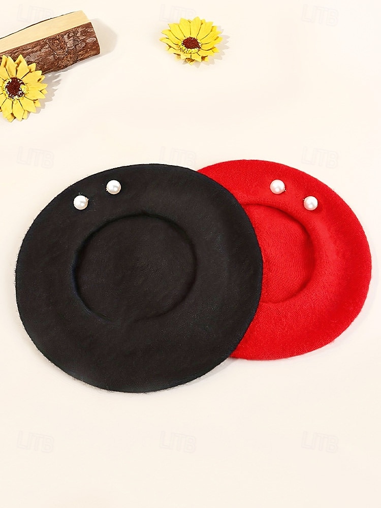 Women's Polyester Faux Wool Beret – Pearl Decoration, Multiple Colors, Elegant and Stylish for Fall and Winter Fashion 2026 - $11.99 –P7