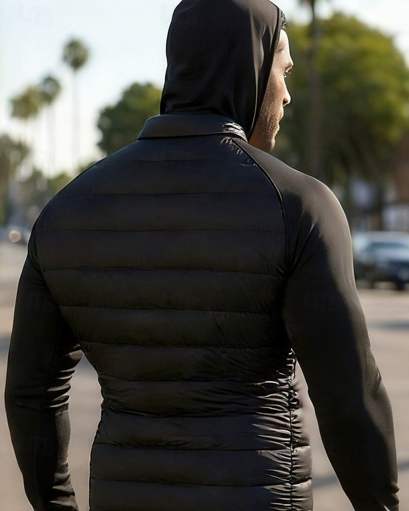 Муж. Однотонный Куртка для бега Куртка для активного отдыха Куртка с капюшоном Наступила зима Карман Капюшон Длинный рукав Одежда для спорта и отдыха Хлопок 2026 - $49.99 –P2