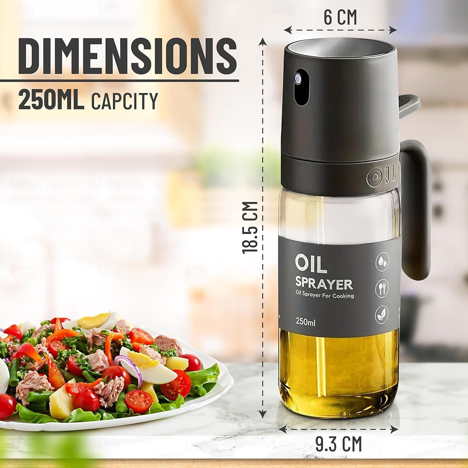 Oil Sprayer Kitchen Gadget for Cooking High Borosilicate Glass Oil Sprayer Mister 250ml Olive Oil Spray Bottle for AirFryer Salad BBQ Kitchen Baking Roasting Dark Gray 2026 - $19.99 –P7