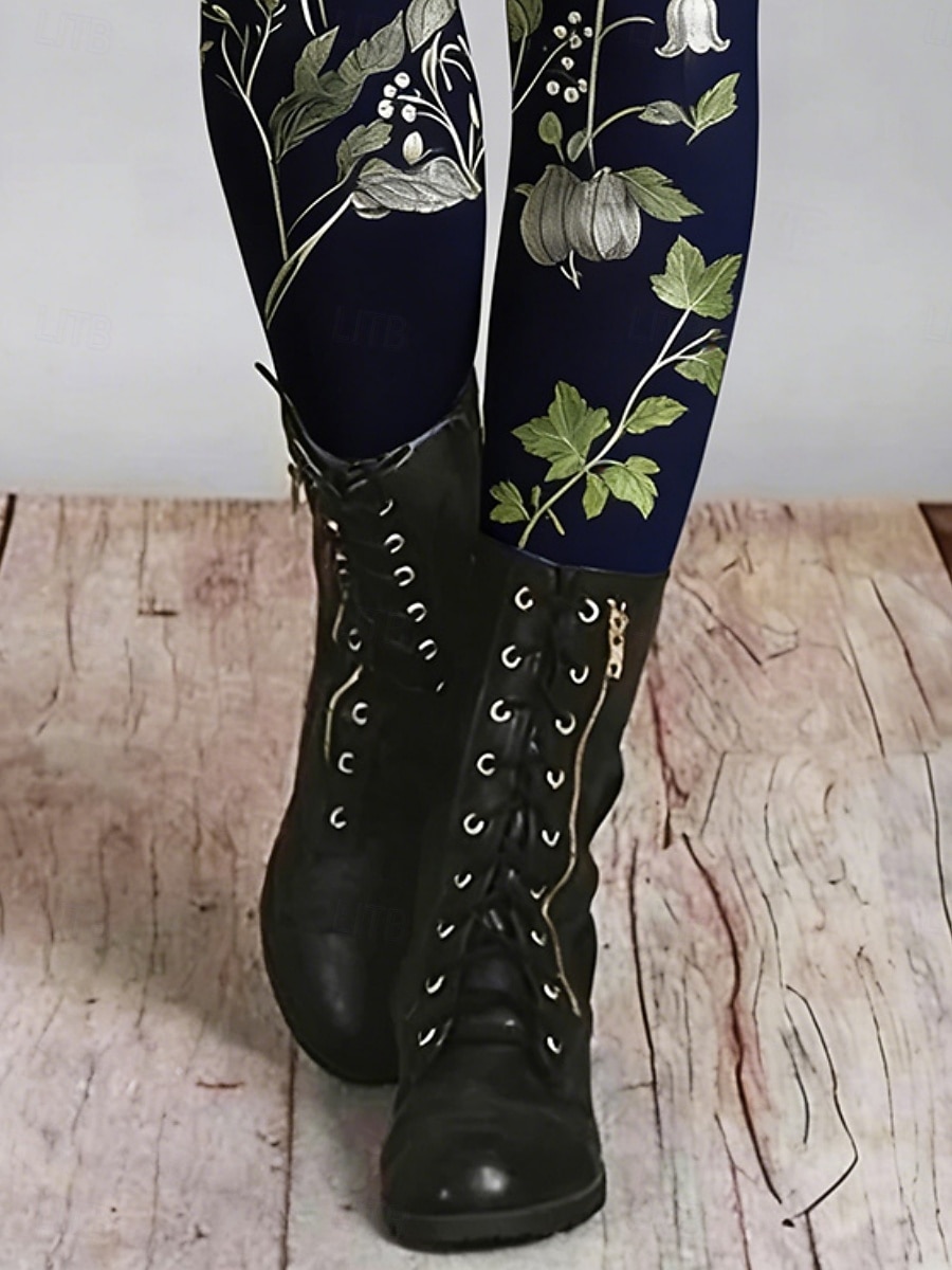 Damen Leggings Gemütliche Leggings Urlaub Vintage Lässig Volle Länge Hohe Taille Blumen Grafik Drucken Komfort Bequem Dehnbar Lässig Täglich Urlaub Schwarz Frühling Herbst Schmale Passform 2026 - $20.99 –P3