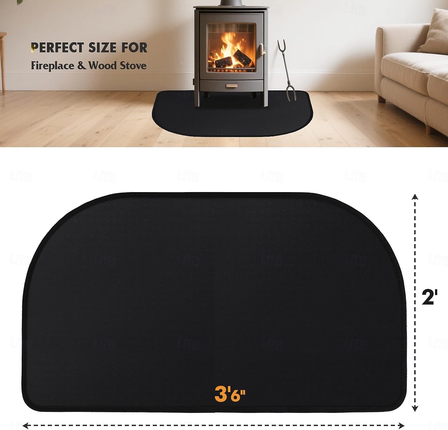 Alfombra para chimenea de 2' x 3'6'' x 0.06'', resistente al fuego, con base de fibra de vidrio y antideslizante, para chimeneas, resistente al fuego, almohadillas para estufas de leña, para 2026 - $28.99 –P2