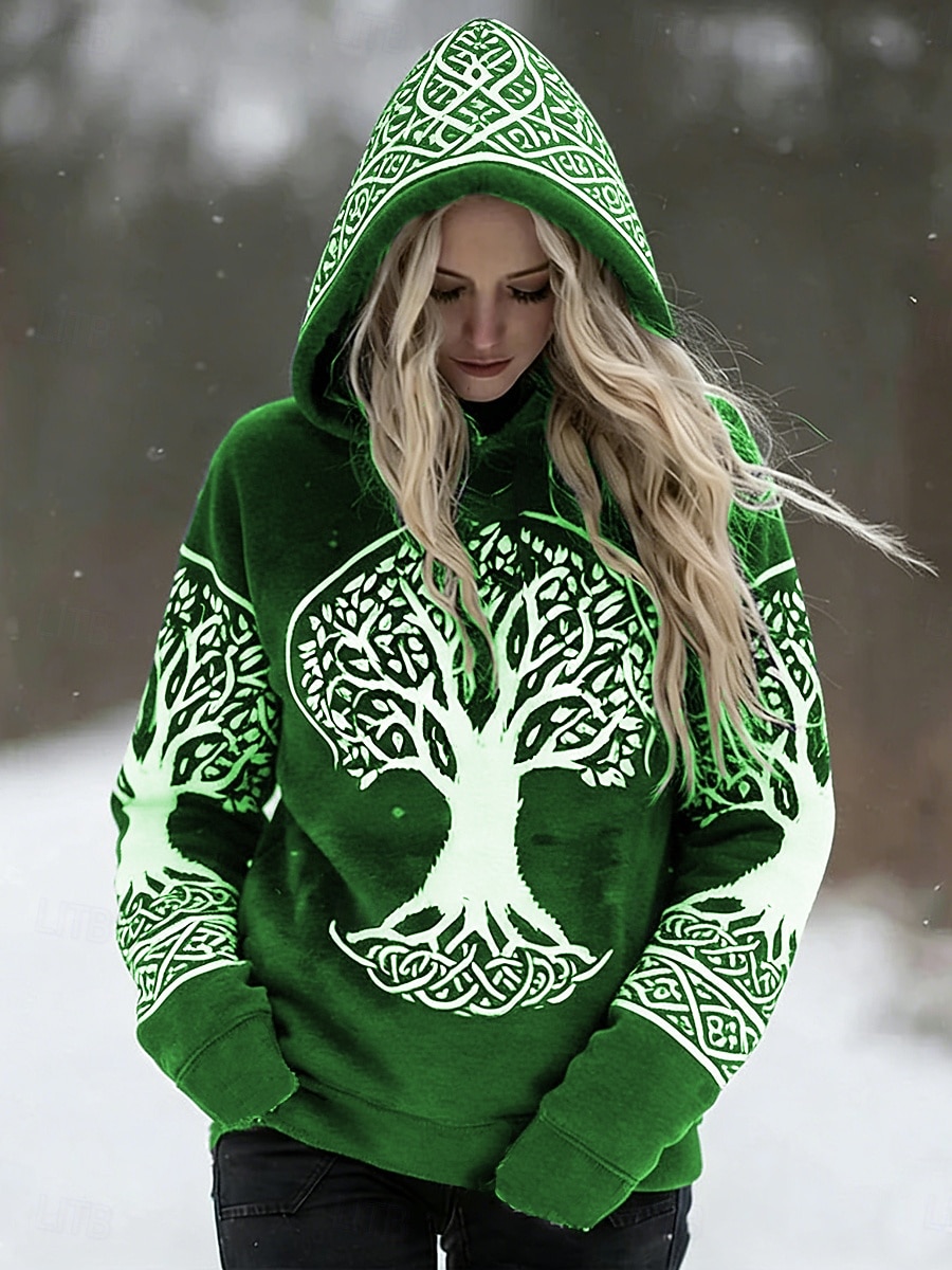 Per donna Felpa con cappuccio Patchwork Stampato Tasca Frontale Grafico Geometrico Vintage Casual Manica Lunga Con Cappuccio Top Regolari Casuale Streetwear Abbigliamento Quotidiano Blu blu navy del 2026 a $31.99 –P4