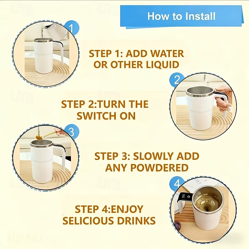 Elektrisk kaffekrus med LED-temperaturdisplay - betjening med ett trykk, 304 rustfritt stål, egnet for blanding av kaffe, melk, te og blandede drikker, ideell for kontor, hjem &utendørs reisebruk 2026 - $20.99 –P11