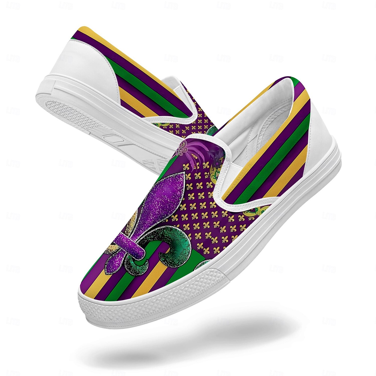 Kobiece buty płócienne slip-on z nadrukiem koralików i lilii – Stylowe i wygodne obuwie na karnawałowe parady letnie uroczystości imprezy tematyczne i codzienne wyjścia 2026 - $46.99 –P1