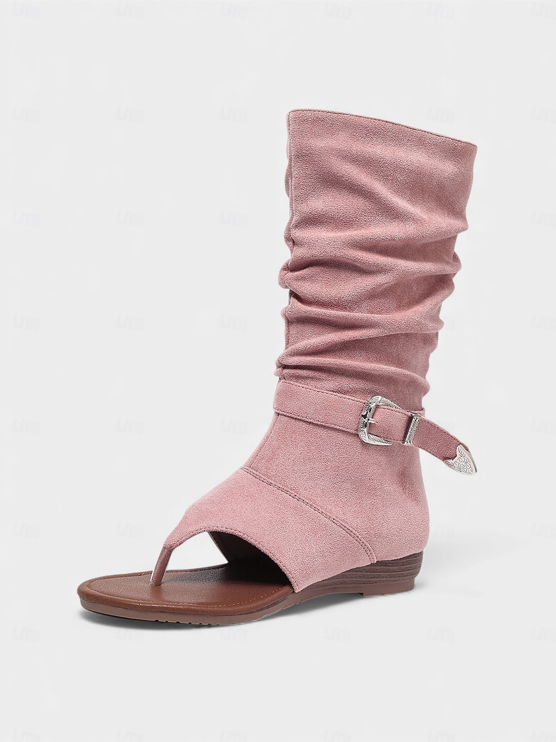 Braune, lässige Boho-Stiefeletten aus Wildleder mit offener Zehenpartie und Schnallendetail – stylisches Festival-Schuhwerk, perfekt für Musikfestivals und Outdoor-Veranstaltungen 2026 - $46.99 –P3