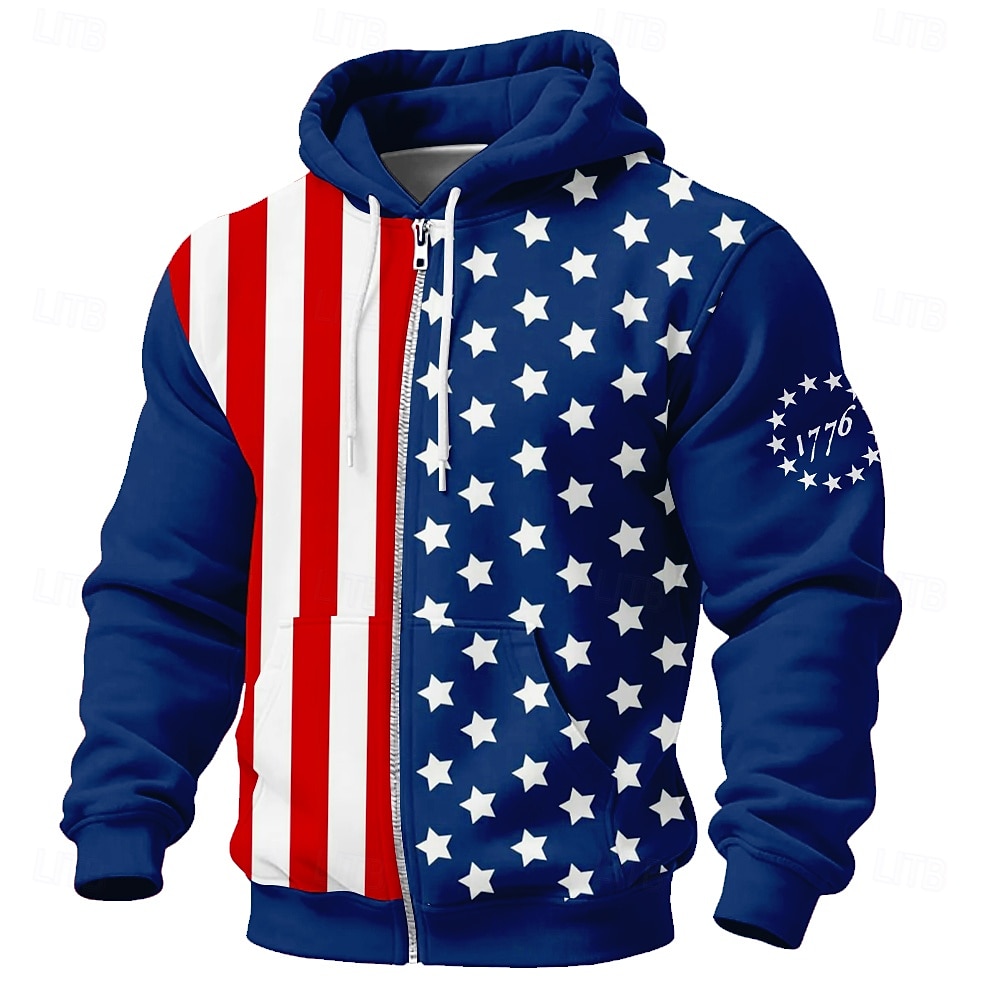 4 juli 2026 250:e memorialdagen Herrens streetwear designer amerikanska flaggan hooded t-shirt daglig gata 2026 - $31.99 –P2