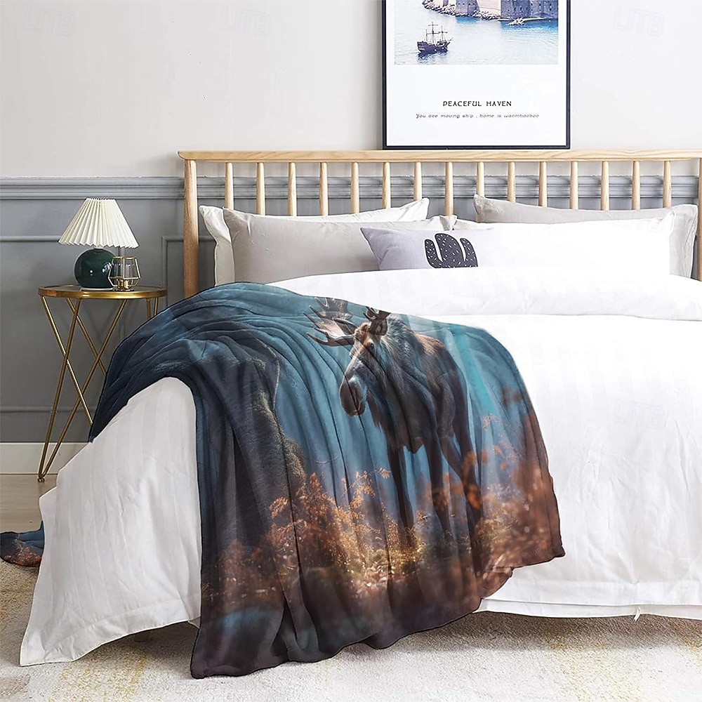 tapet Teppe Fleece-tepper Reinsdyr 3D Fantasi Soverom Sofa Seng Dekorativt teppe Varmt teppe Hjemmedekor 2026 - $24.99 –P2