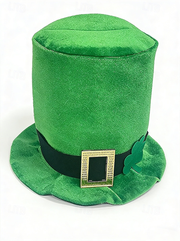 2026年 男性用聖パトリックの日のレプラコーンコスチュームアクセサリーセット、ポリエステル素材、バックル付きグリーンのトップハット、偽のひげ、蝶ネクタイとネクタイセット、パーティーや休日のお祝い  コレクション – $24.99 –P6