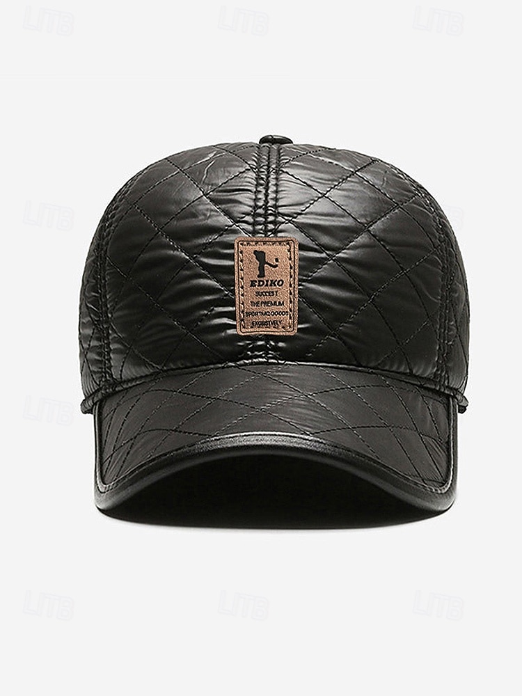 Pánská baseballová čepice z umělé kůže se skládacími klapkami na uši, dostupná v několika barvách, ideální do chladného počasí a na běžné nošení 2026 - $11.99 –P5