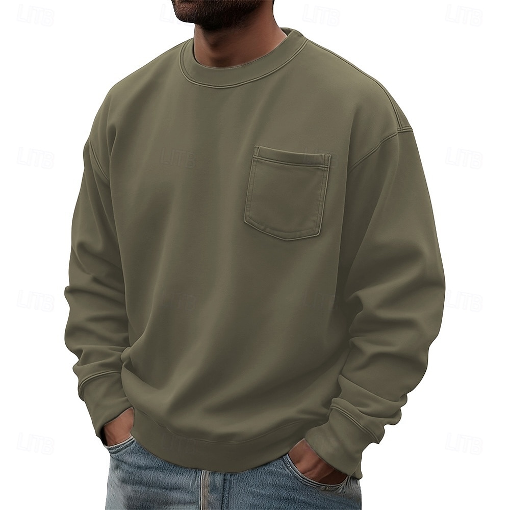 Ανδρικά Πουλόβερ Θαλασσί Πράσινο Χακί Ρουμπίνι Βαθυγάλαζο Καφέ Στρογγυλή Ψηλή Λαιμόκοψη Σκέτο Τσέπη Καθημερινά Αθλήματα & Ύπαιθρος Αργίες Πολυεστέρας Κομψό στυλ street Βασικό Καθημερινό 2026 - $26.99 –P1