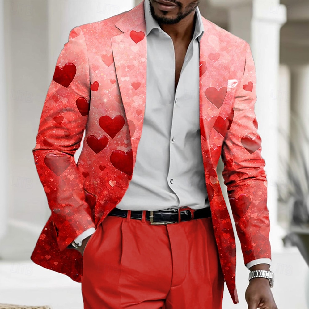 Ημέρα του Αγίου Βαλεντίνου Ανδρικά Καρδιά Μπουφάν μπλέιζερ Παλτό Άνετο Καθημερινά Αναπνέει Καλλιτεχνικό Καθημερινό Καθημερινά Βραδινό Ρούχα για Πάρτυ Φεστιβάλ 3D εκτύπωση Κουμπιά Πολλαπλή τσέπη 2026 - $85.99 –P1