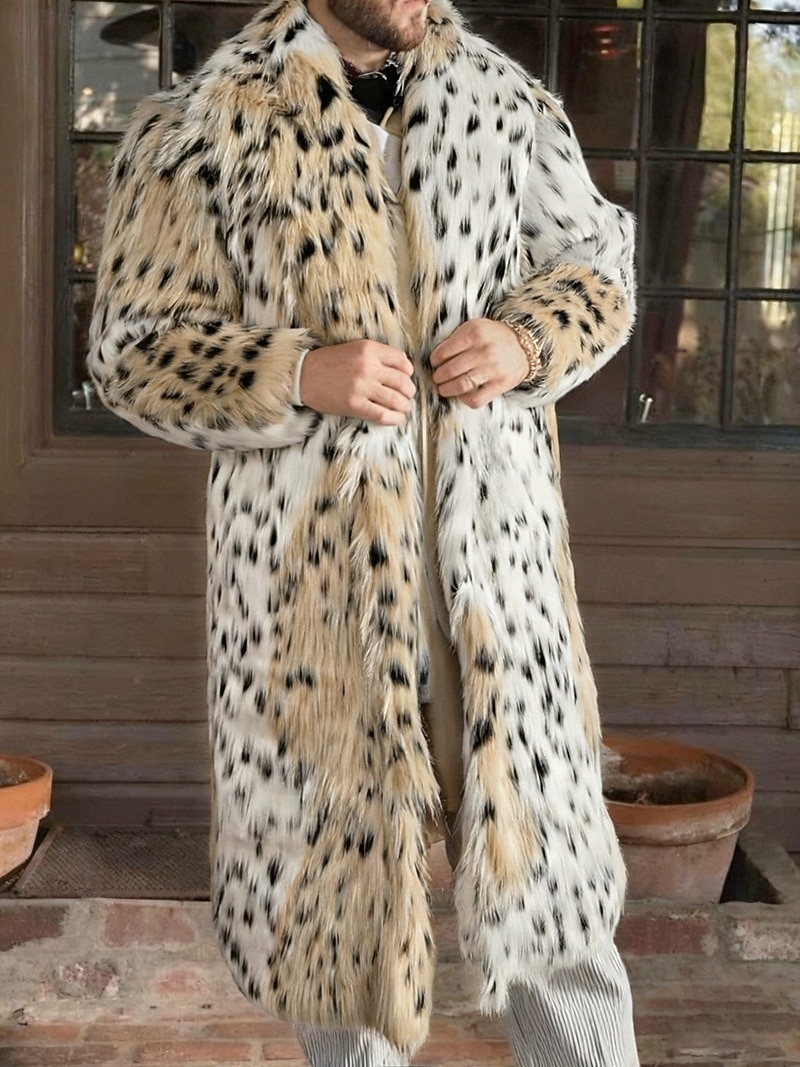 Hombre Chaqueta de Invierno Abrigo de piel sintética Vacaciones Diario Mantiene abrigado Vellón Otoño Invierno Estampado Leopardo Moda Ropa de calle Diseño Largo Caqui Chaquetas 2026 - $121.99 –P2