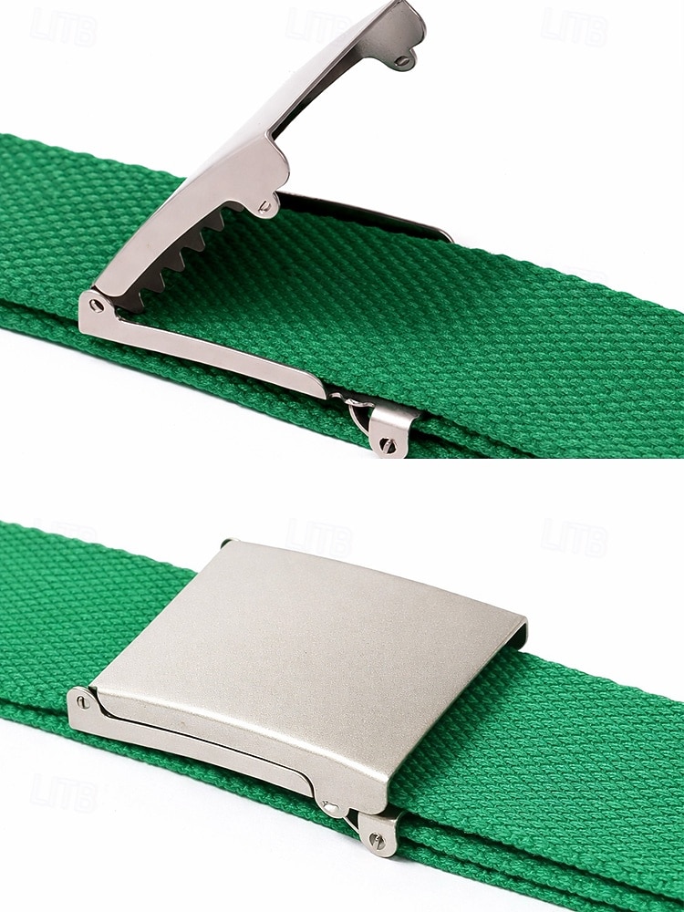 Cintura da uomo in tela, tessuto multicolore con fibbia argentata elegante, perfetta per il giorno di San Patrizio, il carnevale e l'uso quotidiano, regolabile ed elegante del 2026 a $9.99 –P8