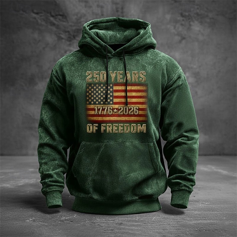 Herren Grafik Amerikanische US-Flagge Kapuzensweatshirt Pullover-Hoodie Bedruckter Hoodie Mode Streetwear Täglich Vintage-Retro Langarm Mit Kapuze Outdoor Streetwear Urlaub Rote Braun Grün Grau 2026 - $32.99 –P2