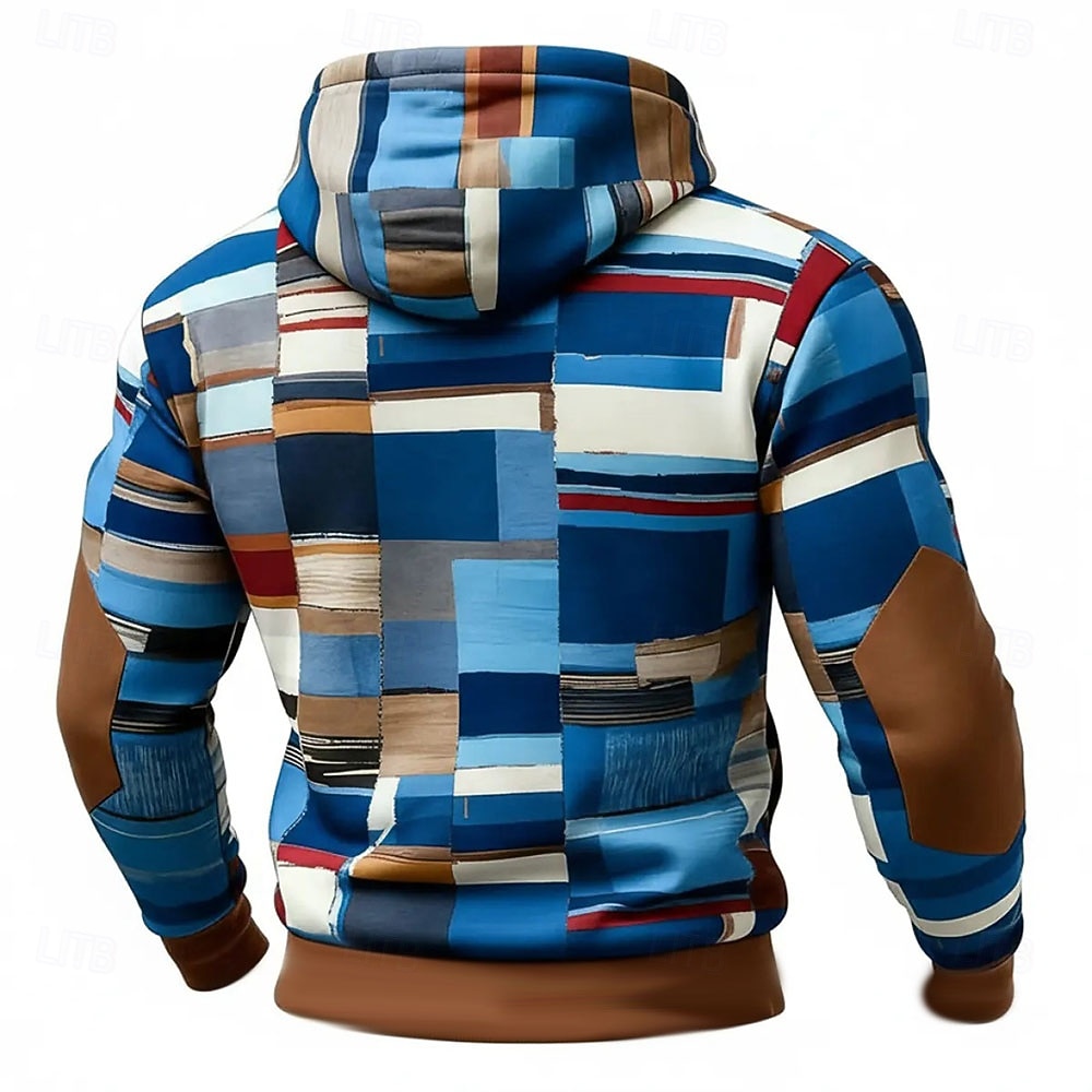 Herren Geometrisch Karomuster Kapuzensweatshirt Pullover Mode Täglich Langarm Rundhalsausschnitt Heim Streetwear Party Blau Braun Grün Khaki Kordelzug Herbst Winter Designer S M L XL XXL XXXL 2026 - $32.99 –P2