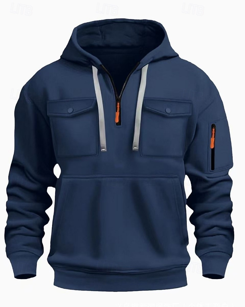 Per uomo Felpa con cappuccio Felpa con cappuccio e zip Felpa con cappuccio e zip corta Nero Verde militare Blu marino Cachi Grigio chiaro Con Cappuccio Semplice Tasca Quotidiano Sport & Outdoor Ferie del 2026 a $28.99 –P3