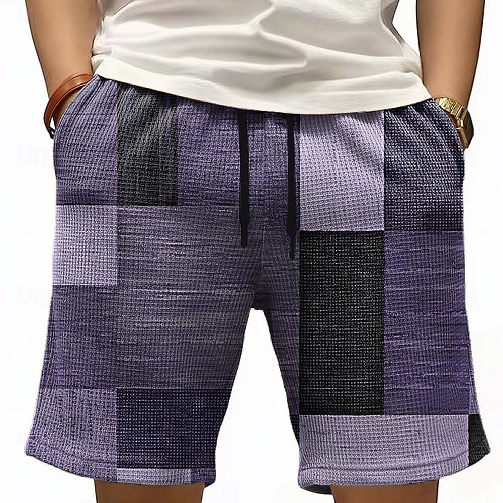 Per uomo Geometrico Blocco di colori Patchwork Pantaloncini Waffle Pantaloncini da tuta Pantaloncini casual Misura del girovita medio Moda Casual Vacanza Jogging Allenamento Testurizzato Coulisse del 2026 a $22.99 –P4