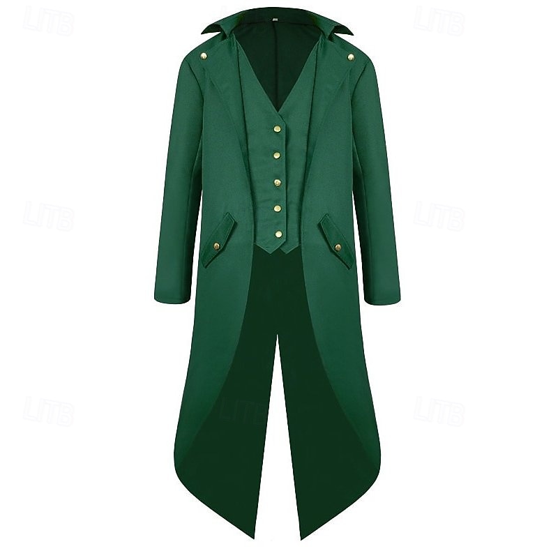 Retro Vintage Medieval Coat Tuxedo Tailcoat Ebenezer Scrooge Dickens Vampire Elf Plague Doctor Solid Colored Fancy Dress Men's Steampunk Christmas Adults' Coat 2026 - $38.99 –P1