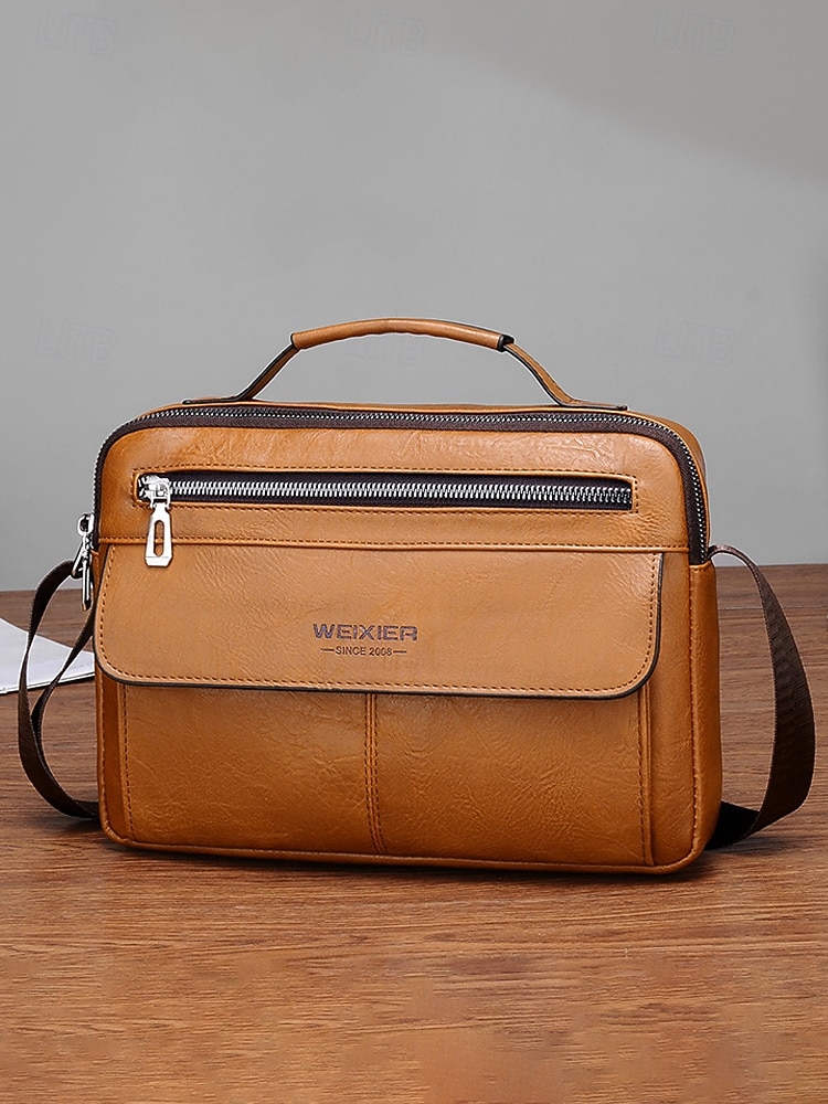 borsa a tracolla da uomo in similpelle, multitasche, grande capacità, elegante tracolla, disponibile in più colori del 2026 a $24.99 –P5