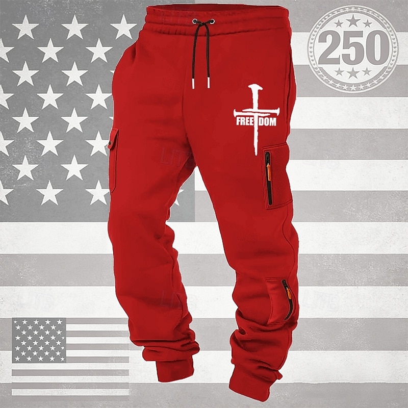 Per uomo Pantaloni da Tuta Cargo Pantaloni da tuta Joggers Pantaloni Coulisse Tasca Elastico in vita Croce Comodità Traspirante Quotidiano All'aperto 250° anniversario dell'America Vacanza Moda Nero del 2026 a $25.99 –P6